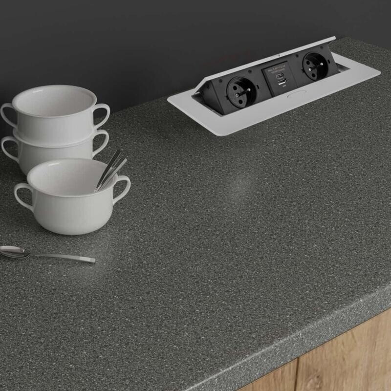 Hliníková nábytková zásuvka 2xZ/U 1xUSBA 1xUSBC 1,5M