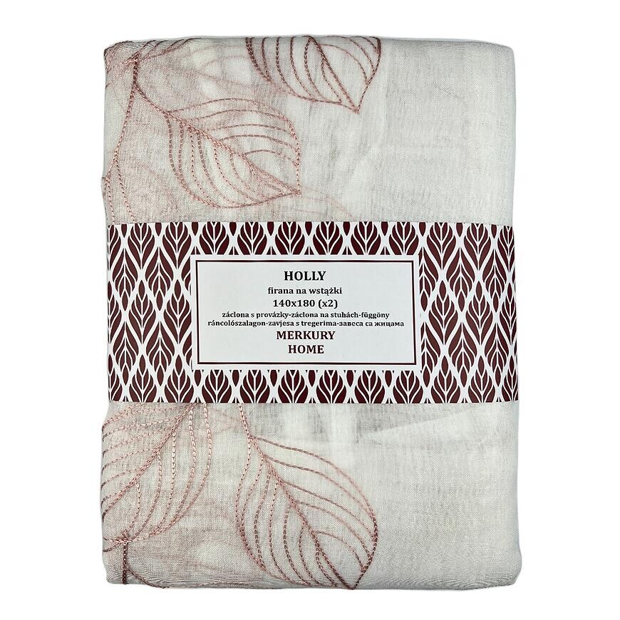 Záclona na stuhách Holly polyester svetloružový 140x180 Merkury Home II/22