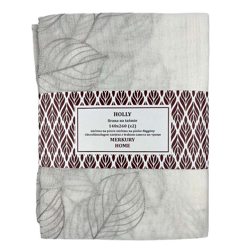 Záclona na páske Holly polyester svetlosivá 140x260 Merkury Home II/22