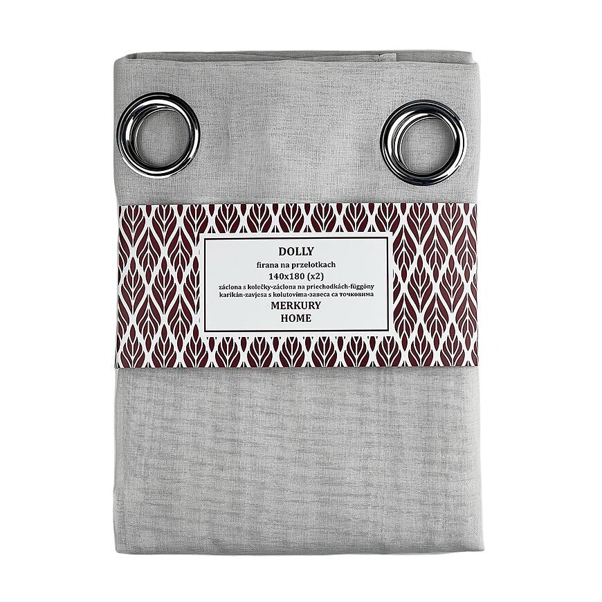 Záclona na priechodkách Dolly polyester svetlosivá 140x180 (x2) Merkury Home