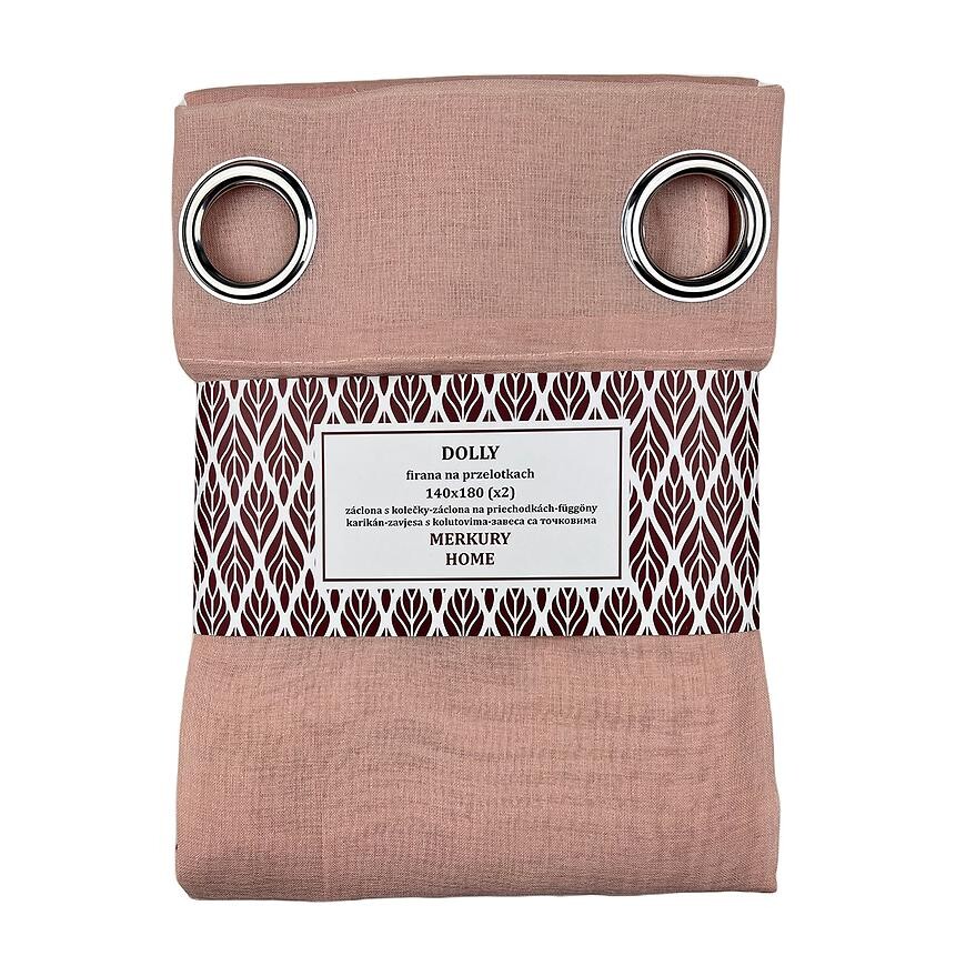 Záclona na priechodkách Dolly polyester svetloružová 140x180 (x2) Merkury Home
