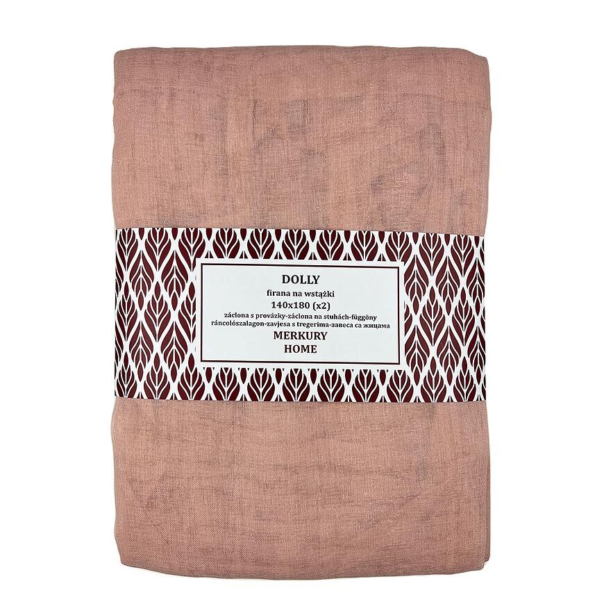 Záclona na stuhách Dolly polyester svetloružová 140x180 (x2) Merkury Home