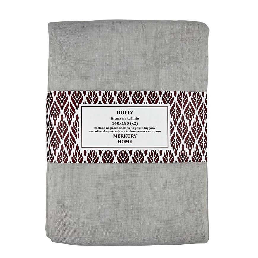 Záclona na páske Dolly polyester svetlosivá 140x180 (x2) Merkury Home