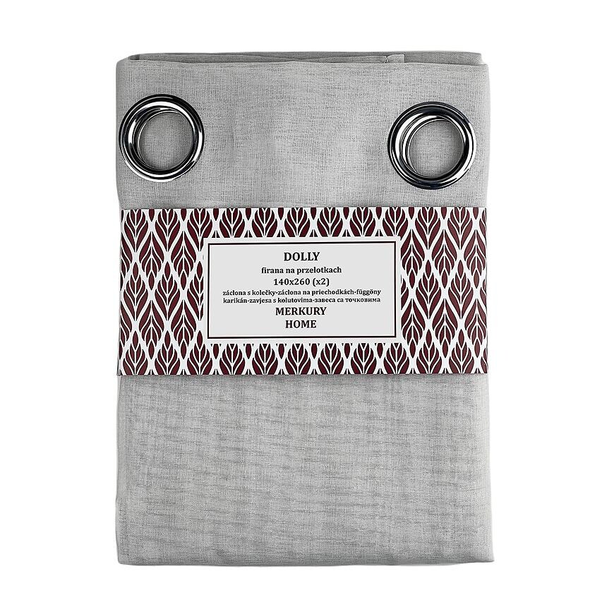 Záclona na priechodkách Dolly polyester svetlosivá 140x260 (x2) Merkury Home