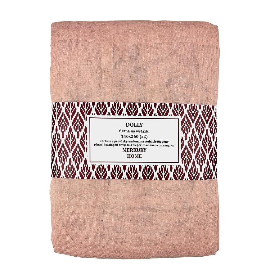 Záclona na stuhách Dolly polyester svetloružová 140x260 (x2) Merkury Home