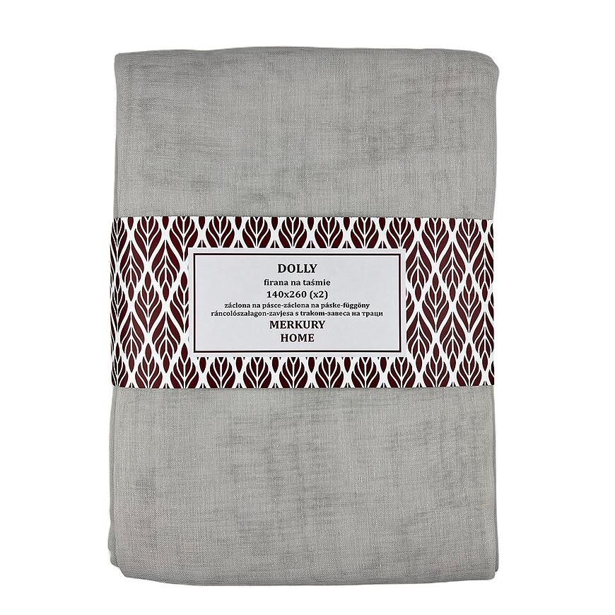 Záclona na páske Dolly polyester svetlosivá 140x260 (x2) Merkury Home