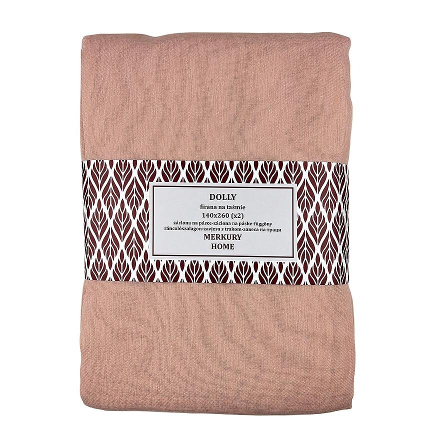 Záclona na páske Dolly polyester svetloružová 140x260 (x2) Merkury Home