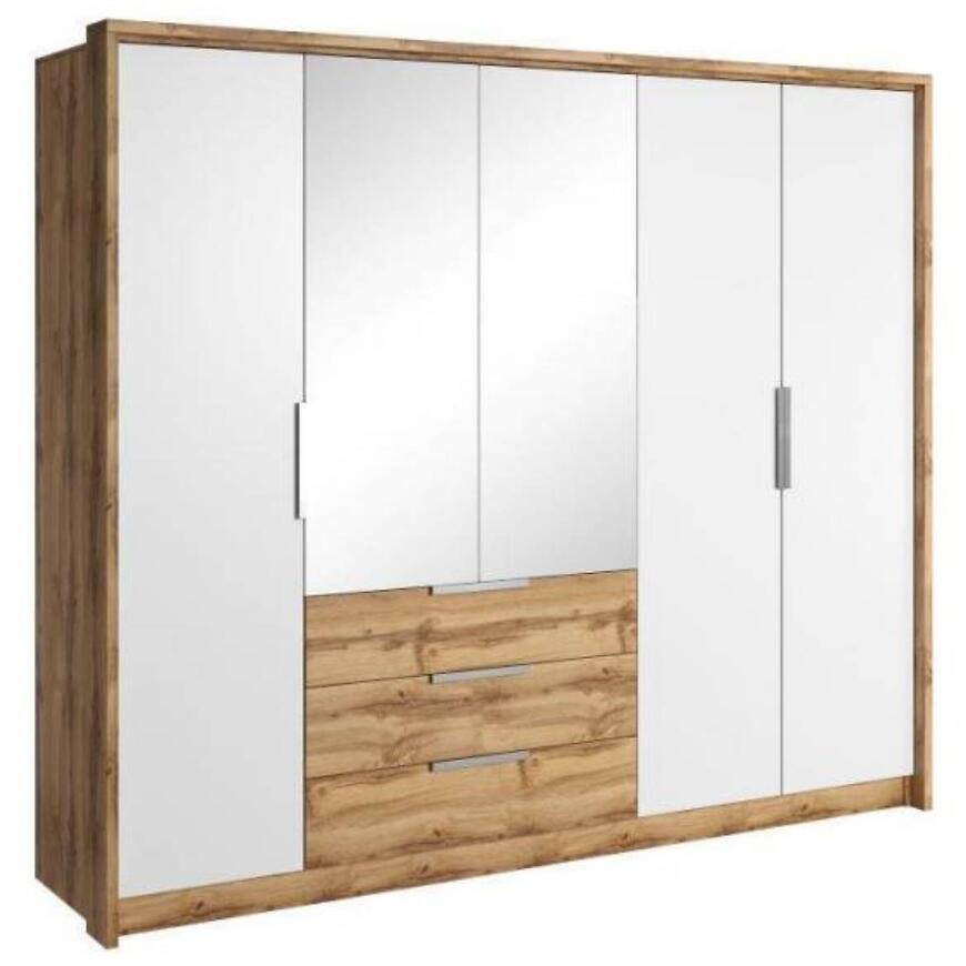 Skriňa Tony 255 dub wotan/biela/zrkadlo