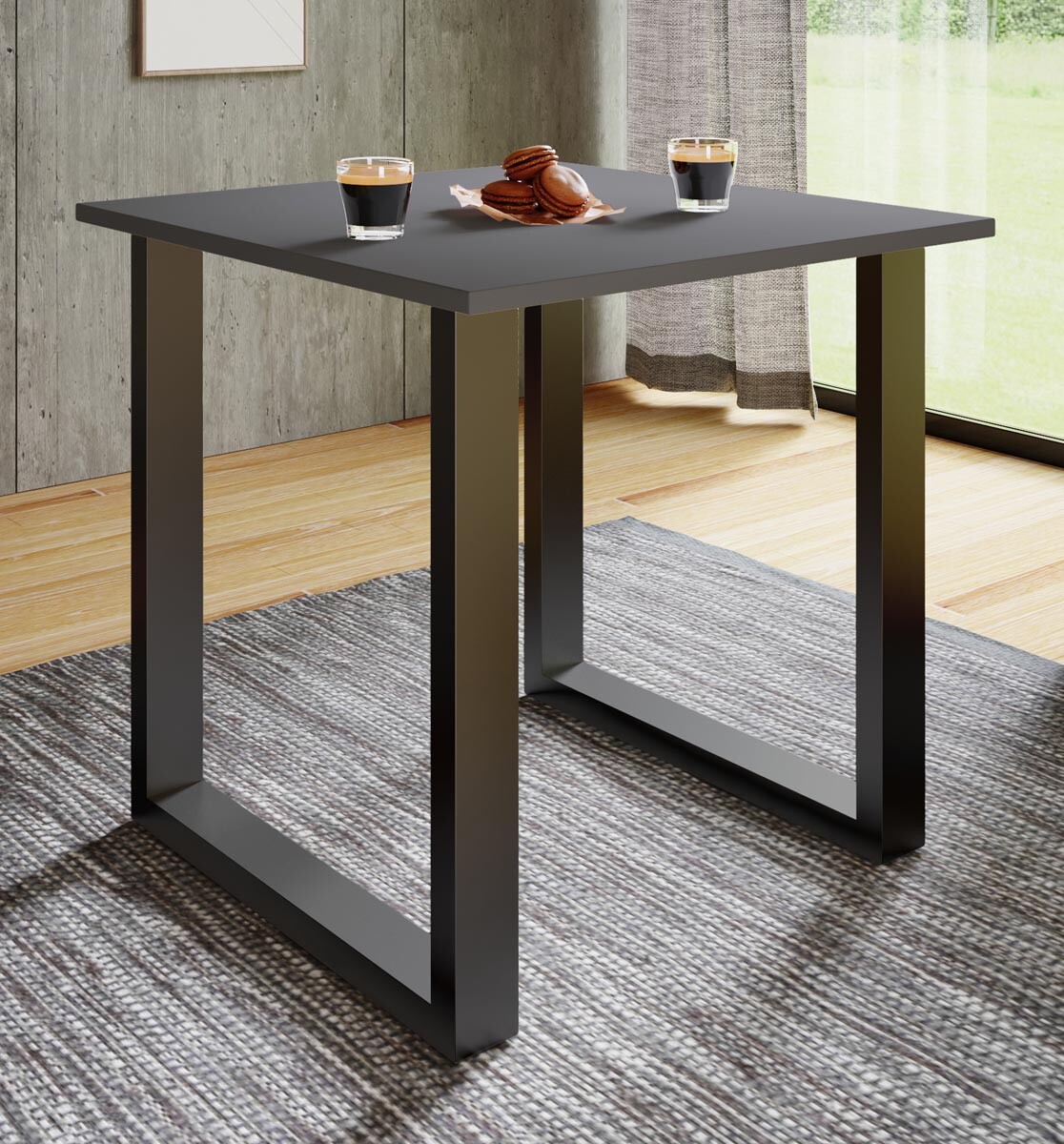Jedálenský stôl Xona 80x80 s U-nohami, antracit