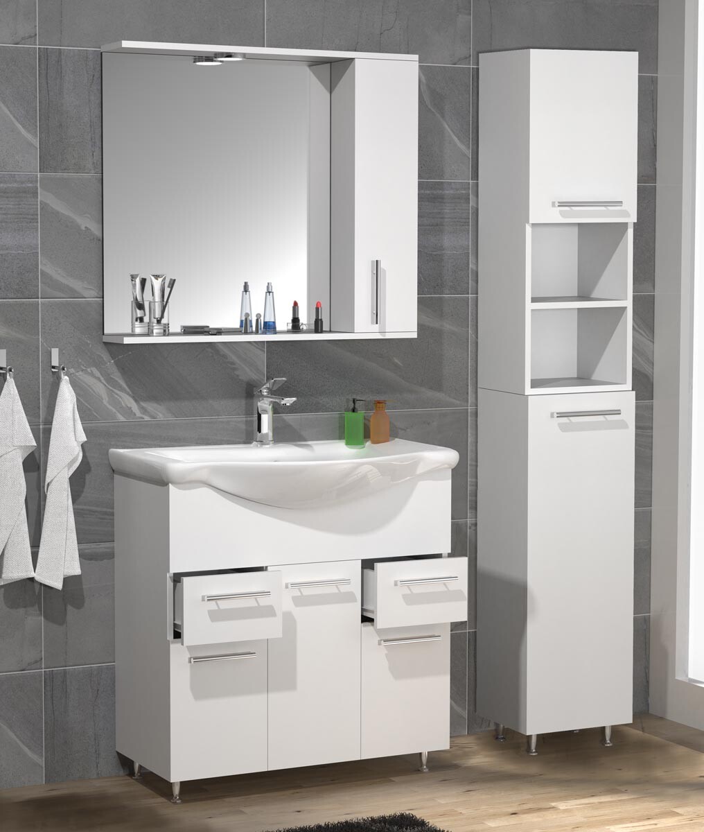 4-dielna umývadlová skrinka Lisalo XL, biela