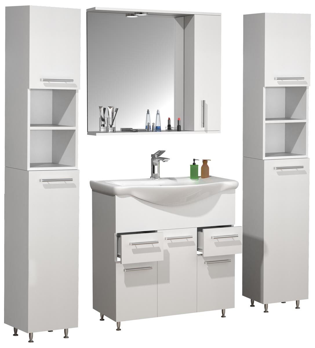 5-dielna umývadlová skrinka Lisalo XL, biela