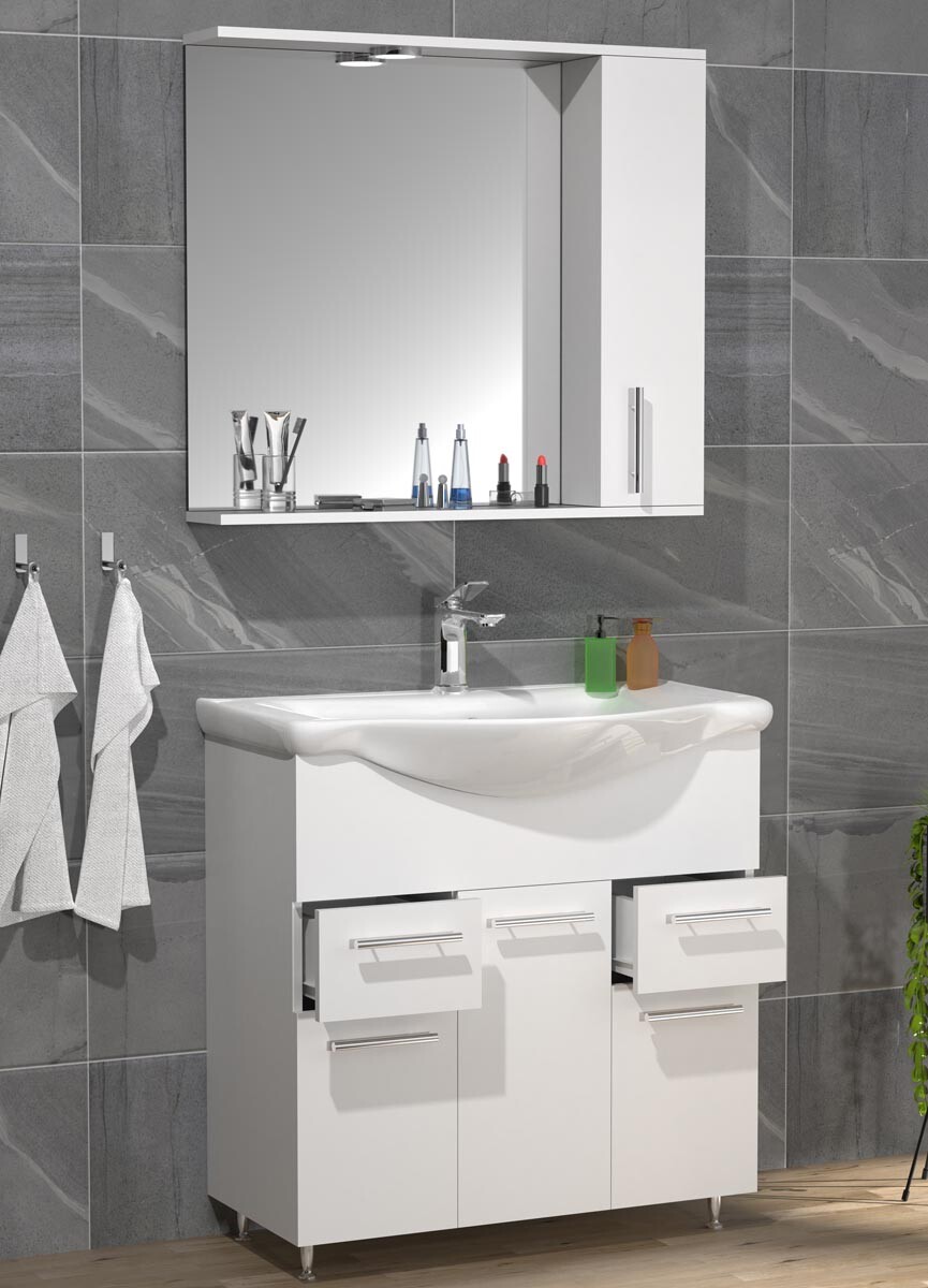 3-dielna umývadlová skrinka Lisalo XL, biela