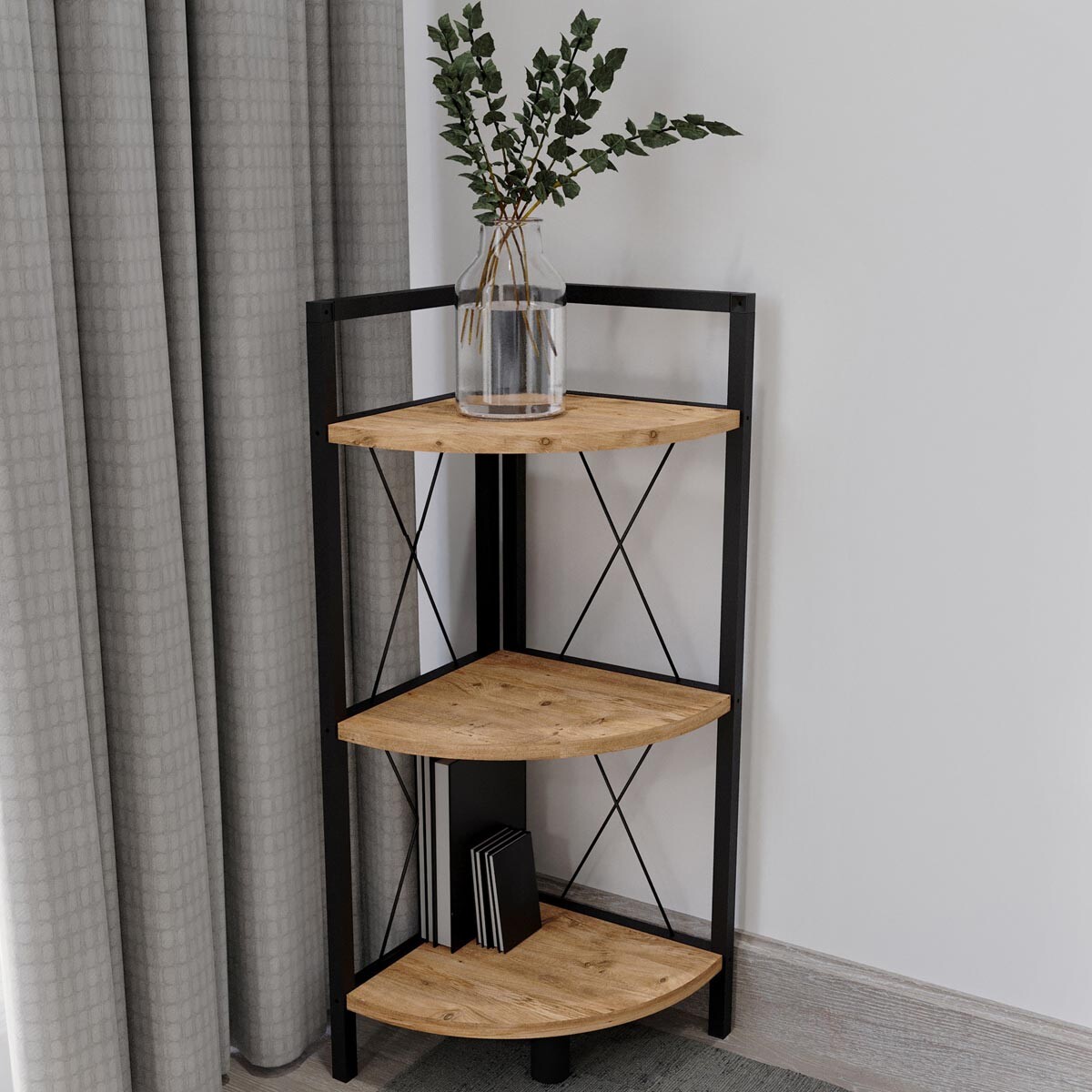 Rohová polica Insasi 2, medový dub