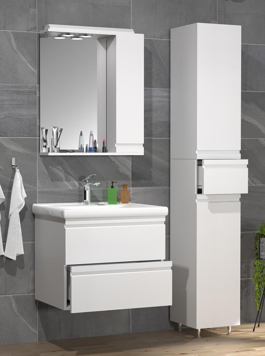 4-dielna umývadlová skrinka Silora L, biela