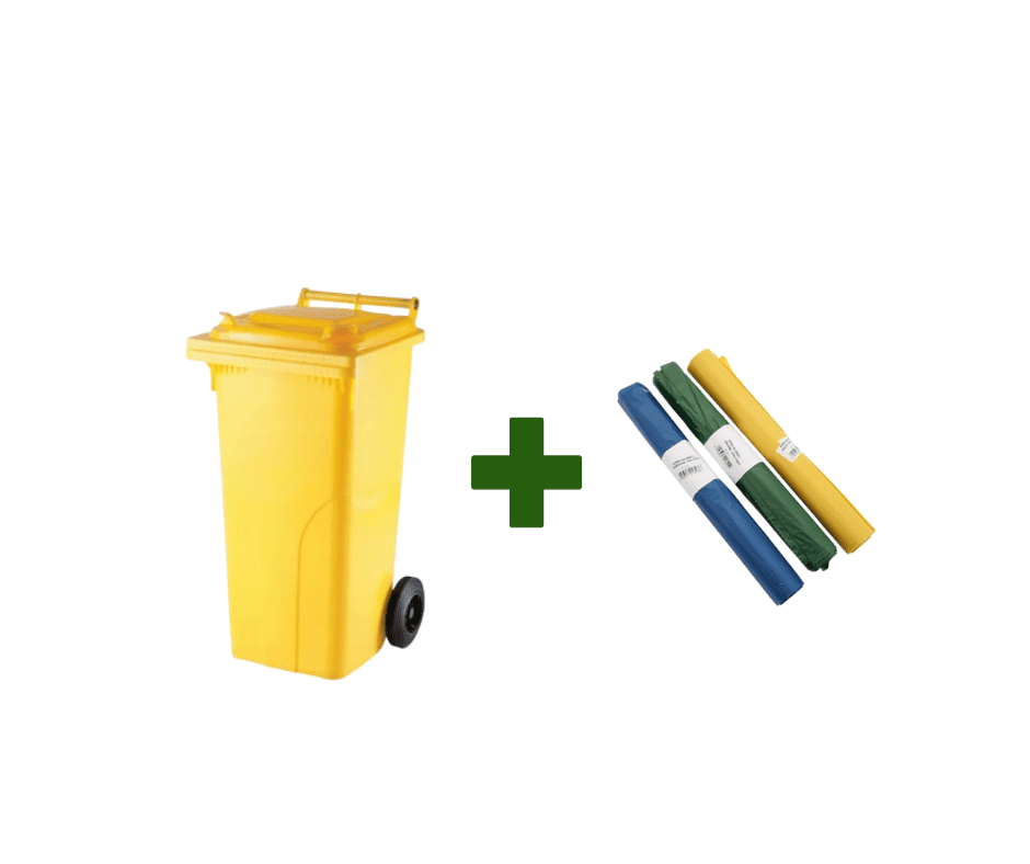 Akciový balíček popolnica odpadová nádoba 120L + vrecia na odpad - žltá