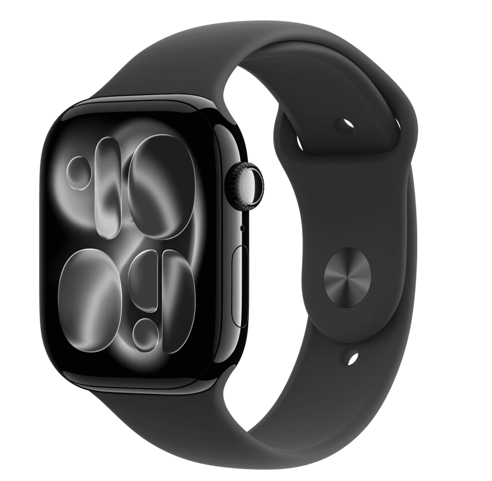 APPLE Watch 11 GPS 42mm klavírne čierny hliník - čierny športový remienok - S/M