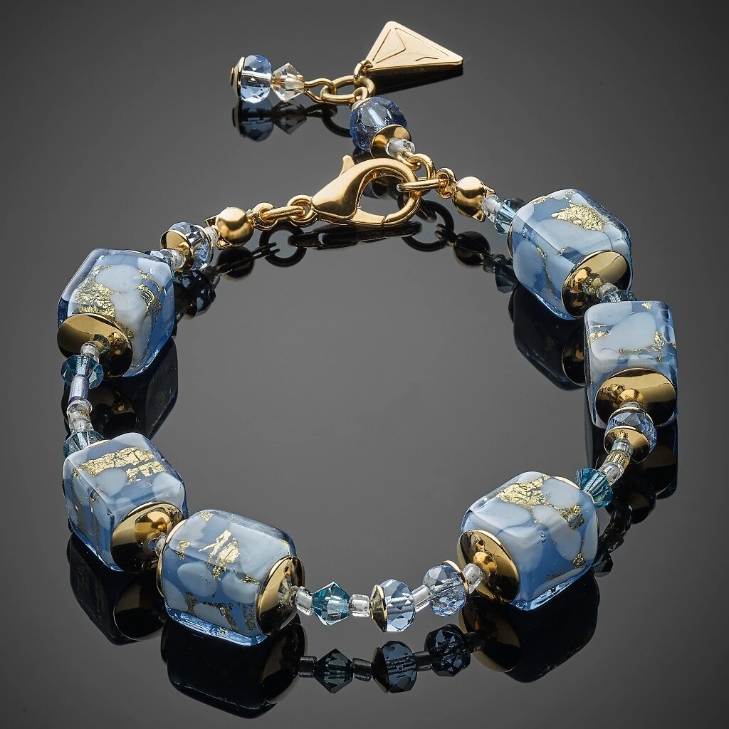 Lampglas Náramok Heavenly Glow 2 s 24-karátovým zlatom v perlách Lampglas BCU60