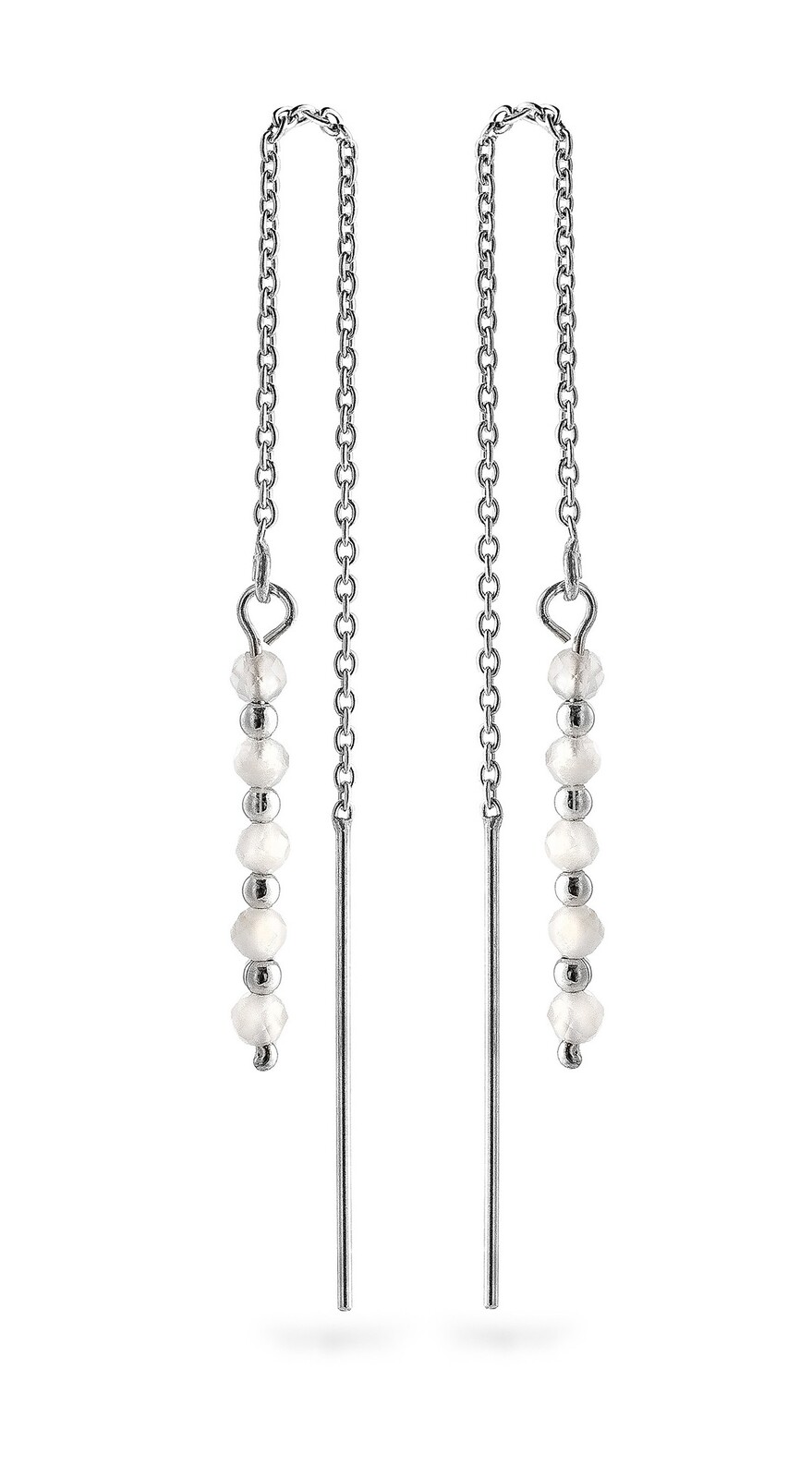 AGAIN Jewelry Strieborné retiazkové náušnice s mesačným kameňom AJKNS003