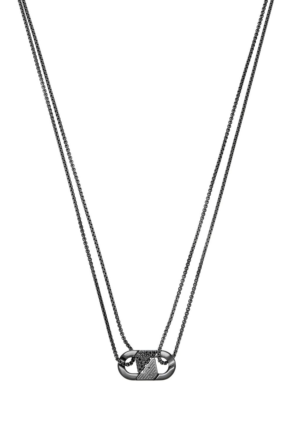 Emporio Armani Čierny pánsky náhrdelník s kryštálmi EGS3172001