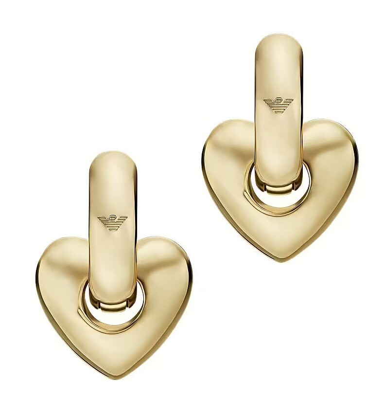 Emporio Armani Pozlátené náušnice 2v1 so srdiečkami EGS3266710