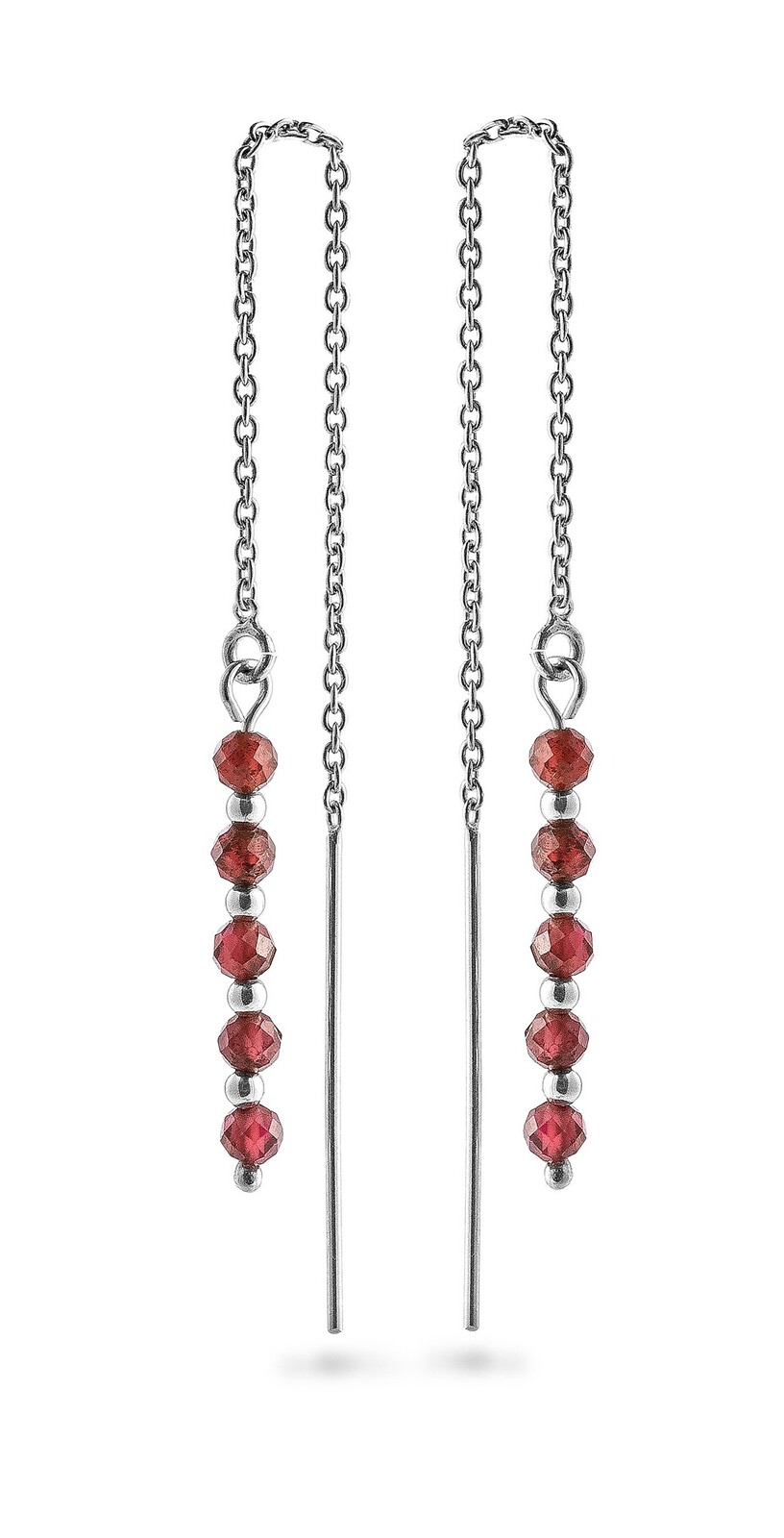 AGAIN Jewelry Strieborné retiazkové náušnice s granátom AJKNS005