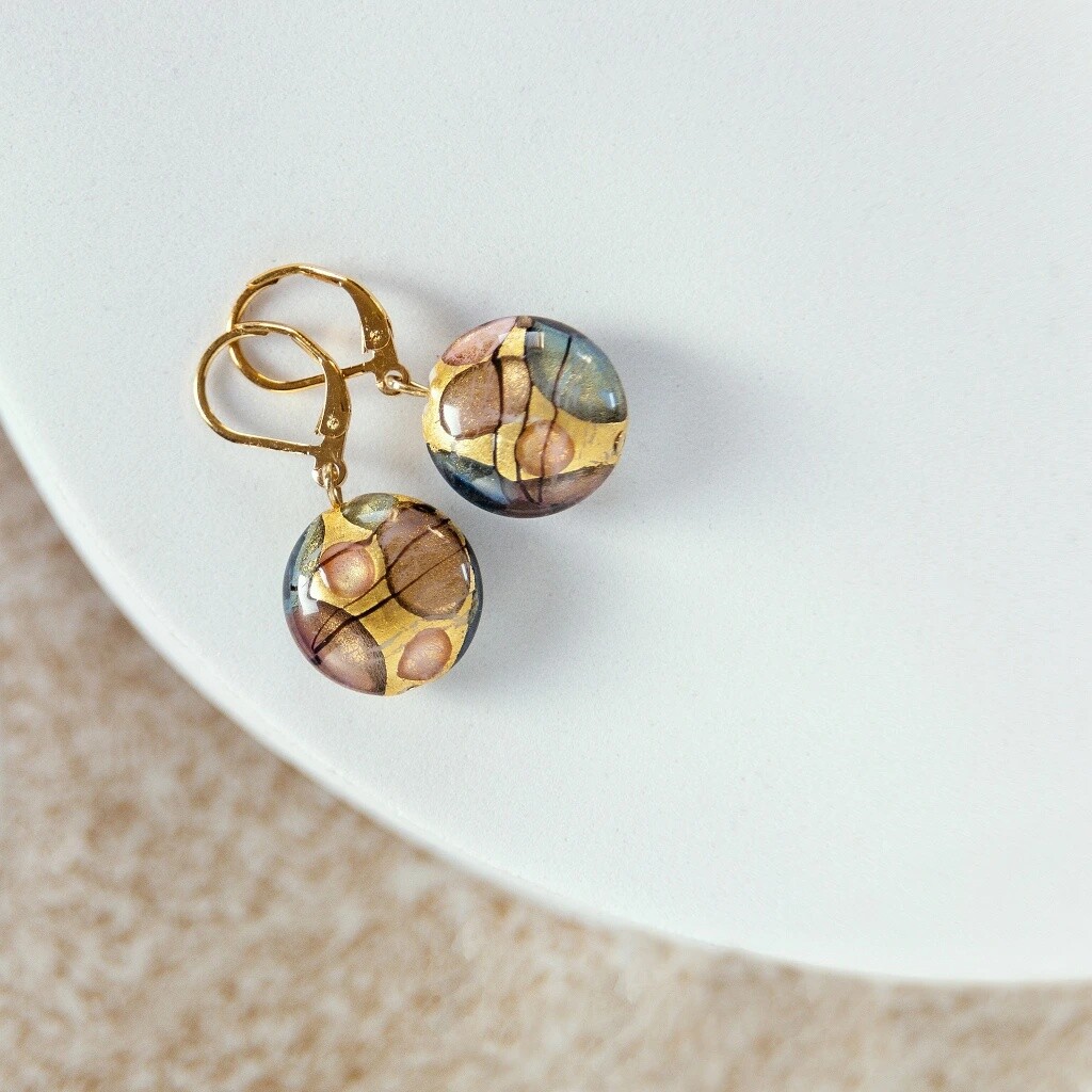 Lampglas Náušnice Art Nouveau s 24-karátovým zlatom v perlách Lampglas EP48