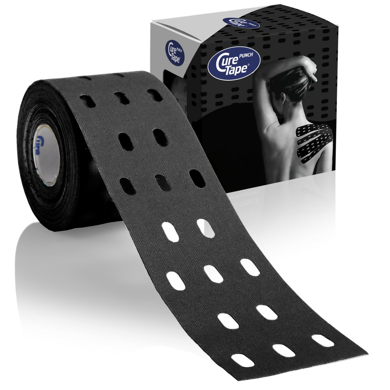 CureTape Kineziologický tejp Punch Black 5 cm x 5 m