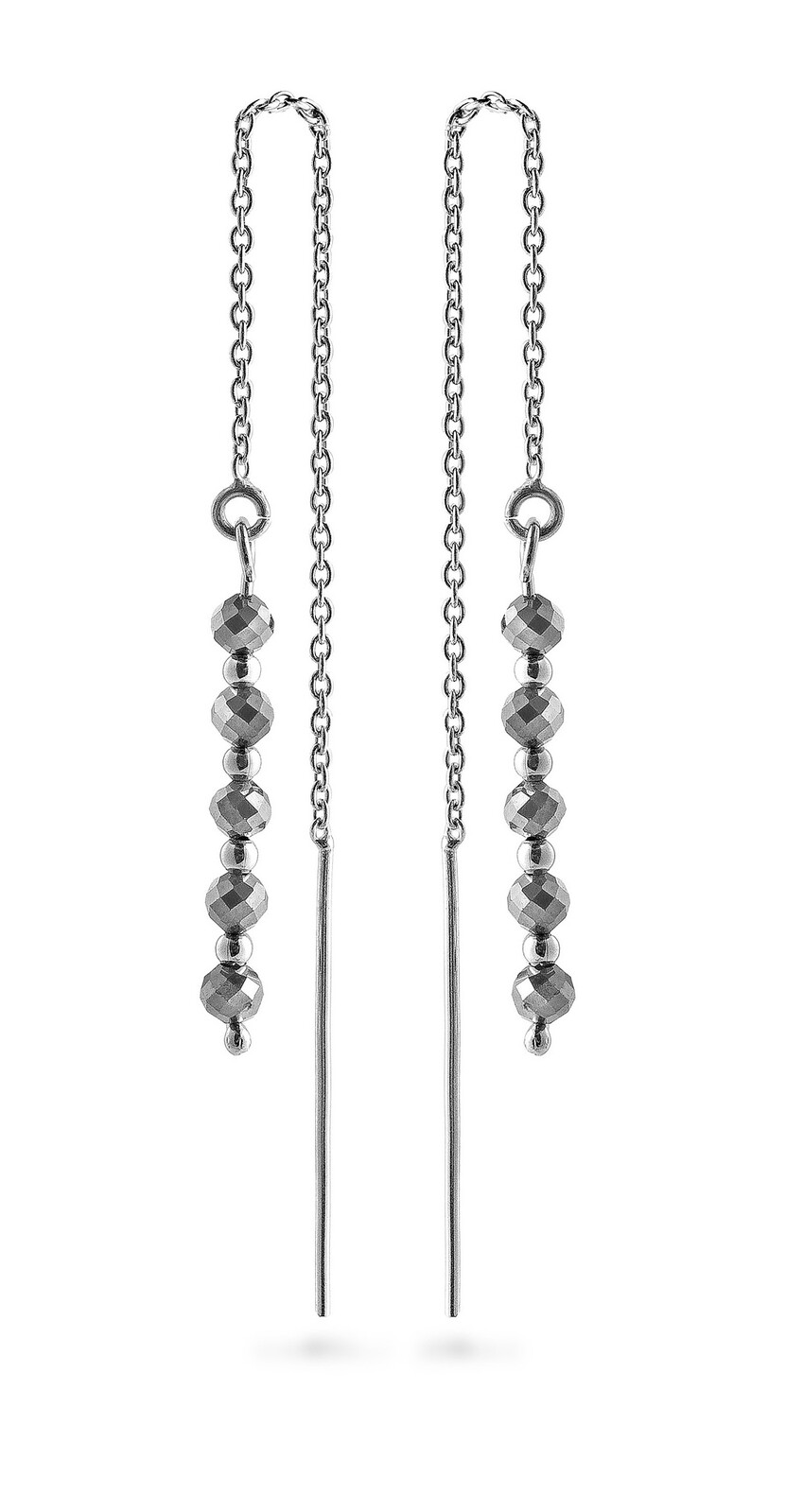 AGAIN Jewelry Strieborné retiazkové náušnice s hematitom AJKNS006