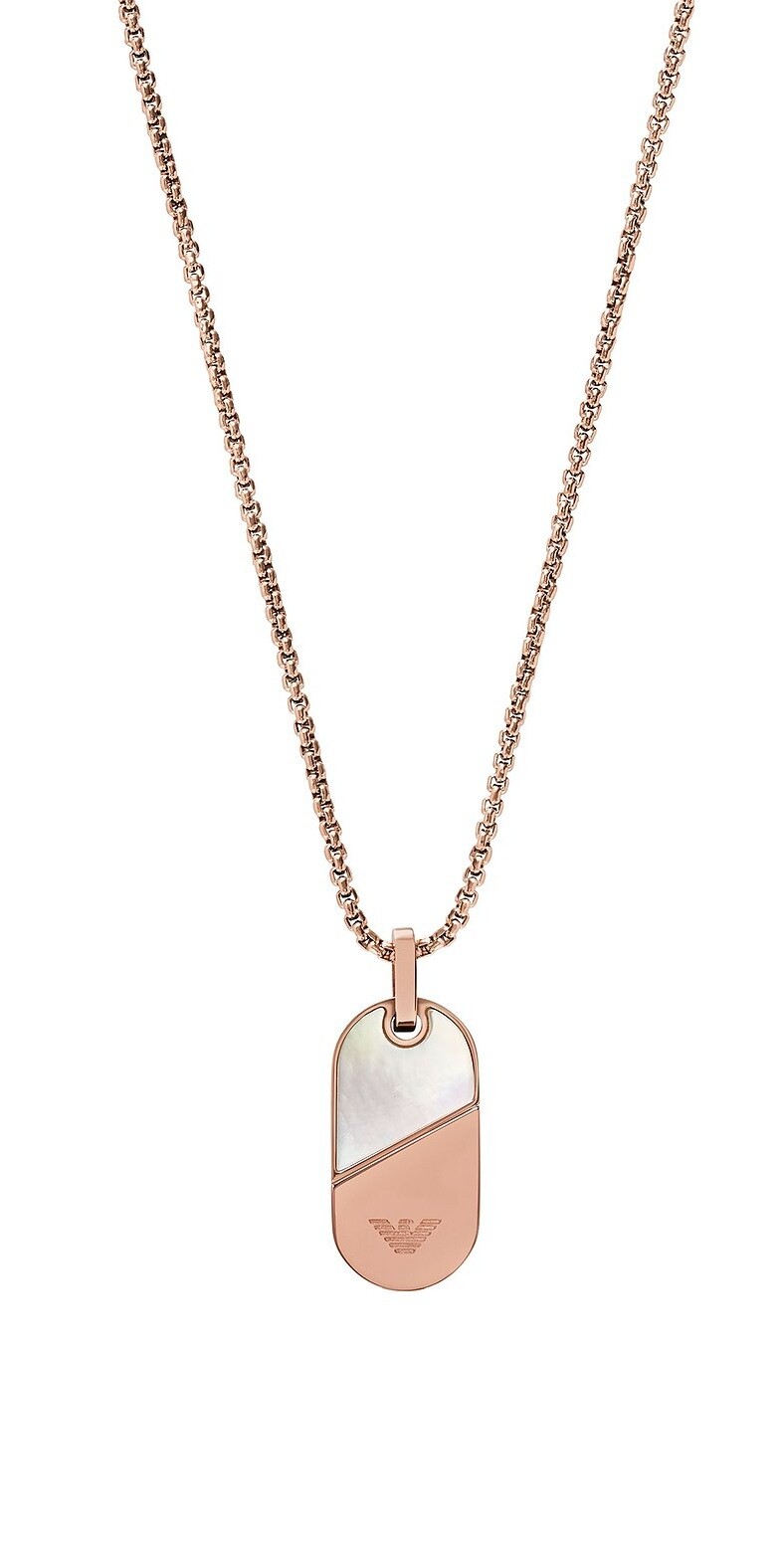 Emporio Armani Štýlový pozlátený náhrdelník s perleťou Eagle logo EGS3139221