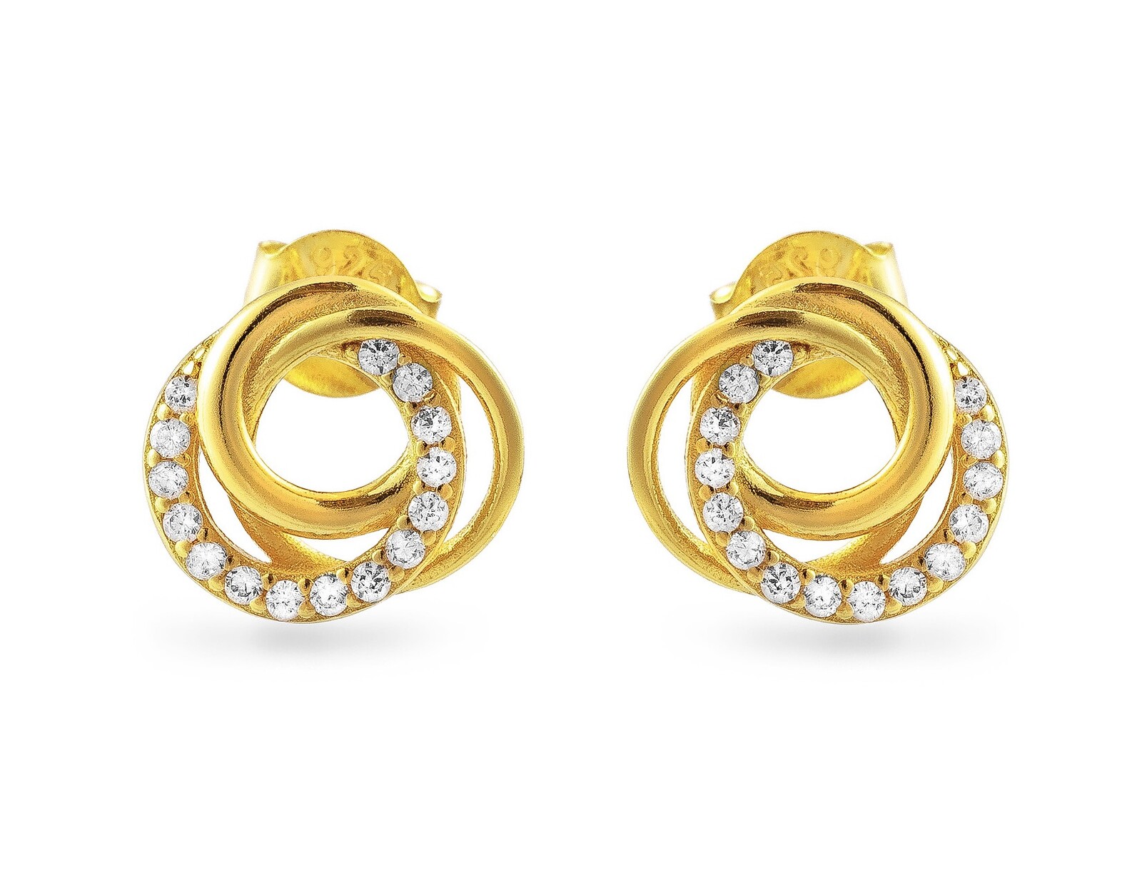 AGAIN Jewelry Elegantné pozlátené náušnice s kubickými zirkónmi AJNS0069