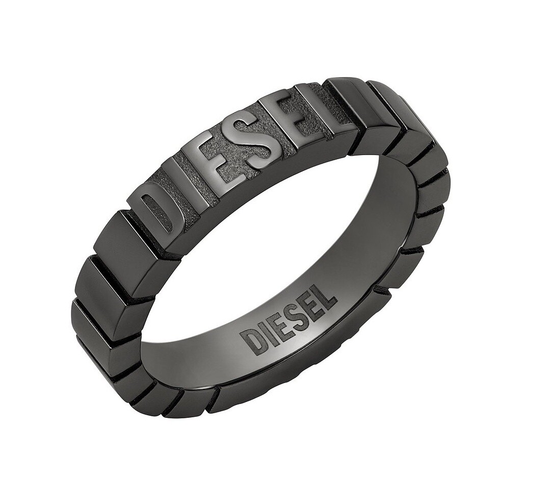 Diesel Moderný čierny prsteň z ocele DX1612060 54 mm