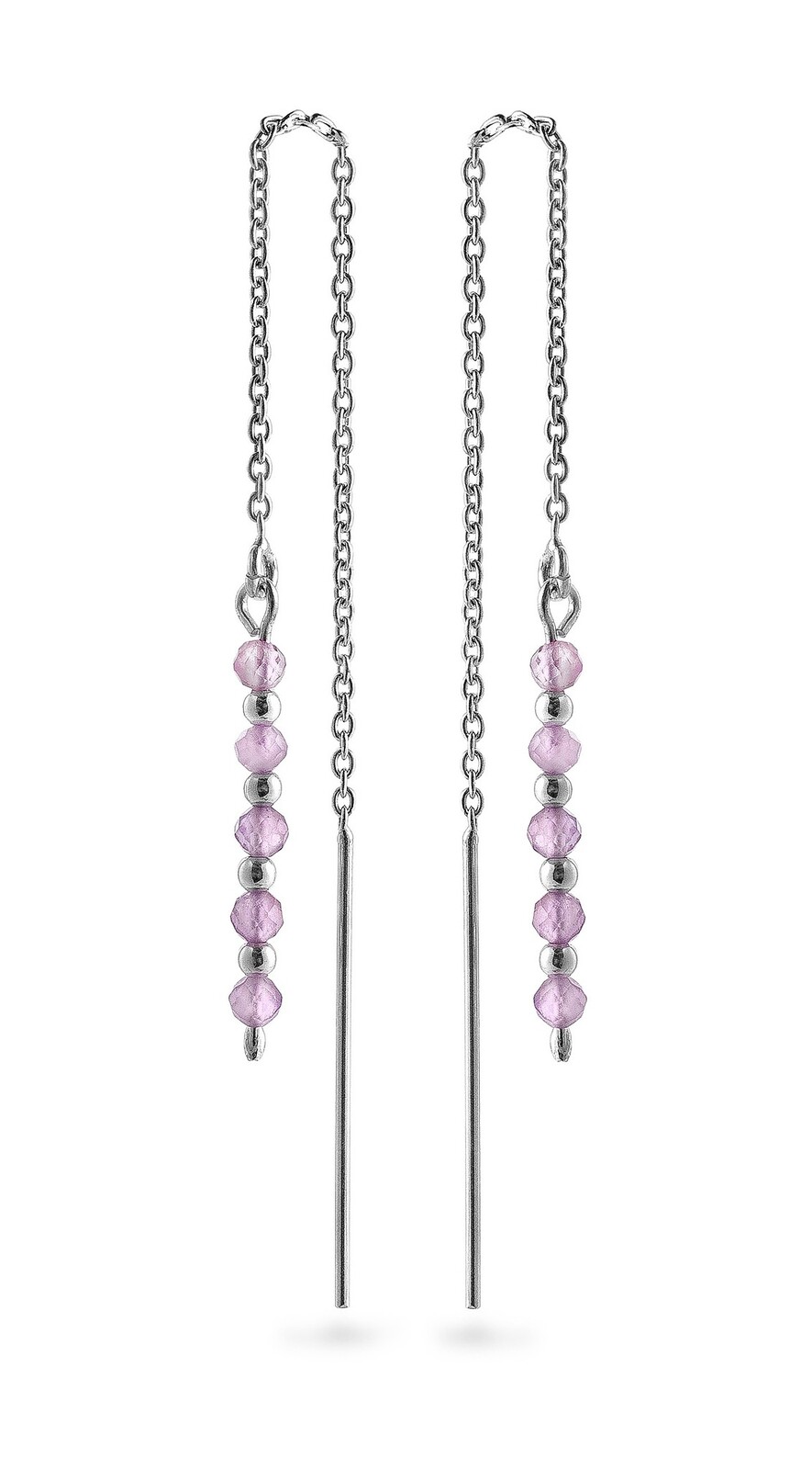 AGAIN Jewelry Strieborné retiazkové náušnice s ametystom AJKNS004