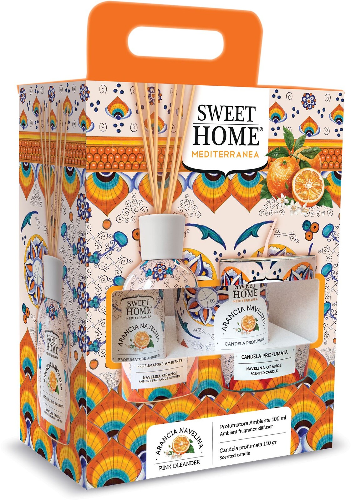 Sweet Home Collection Darčeková sada aróma difuzéra so sviečkou Navelina Orange
