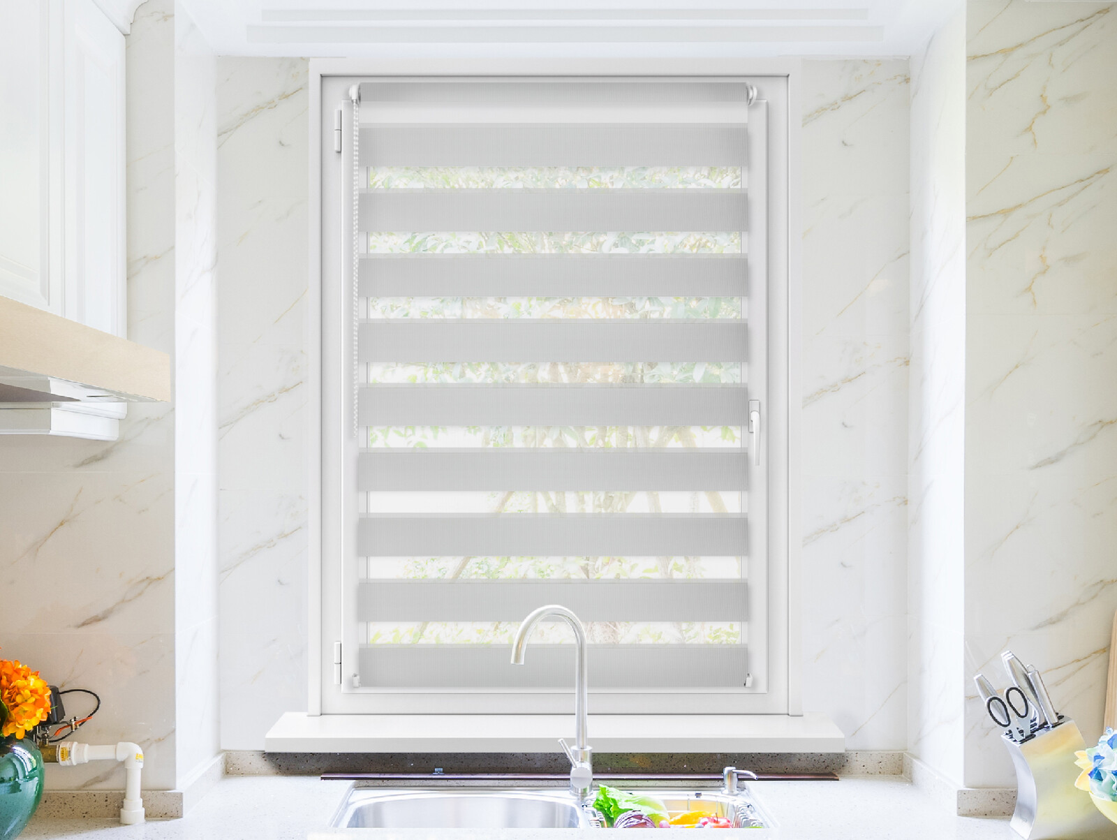 FEXI Roleta Deň a noc, Origin sivá skala, A 021b Šírka rolety: 30 cm, Výška rolety: 150 cm, Strana a farba mechanizmu: Ľavá - Biela