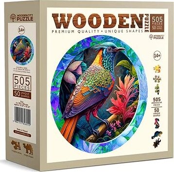 WOODEN CITY Drevené puzzle Pestrofarebný vták 505 dielikov