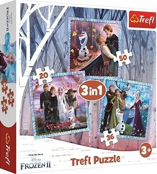 Trefl Puzzle Ľadové kráľovstvo 2: Kúzelný príbeh 3 v 1 (20, 36, 50 dielikov)