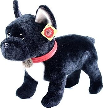 Rappa Plyšový francúzsky buldoček čierny s obojkom 30, Eco friendly