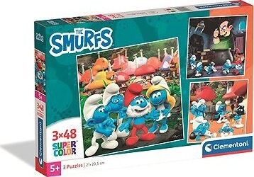 CLEMENTONI Puzzle Šmolkovia 3 v 1 3× 48 dielikov