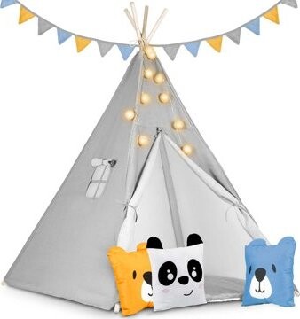 Nukido Dětský stan Tepee se světlem - šedý, 740030