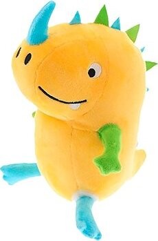 TEXTILOMANIE Žlutý plyšový dinosaur DOCUS s modrým rohem