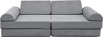 eliNeli Dětská šedá pohovka a bunkr, manšestr