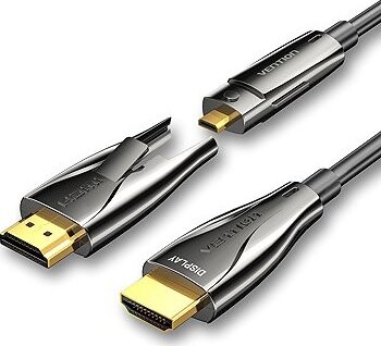 Vention Detachable Optical HDMI-A Male to HDMI-D + HDMI-A Male 4K Cable 30M Black