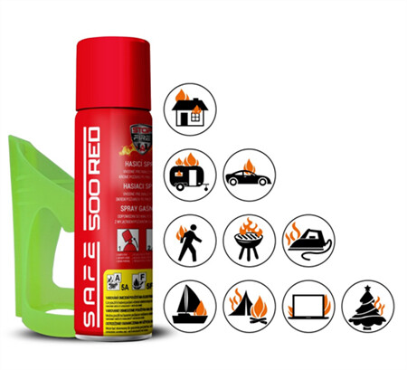 Hasiaci sprej SAFE 500 RED 500ml peny + držiak 50F