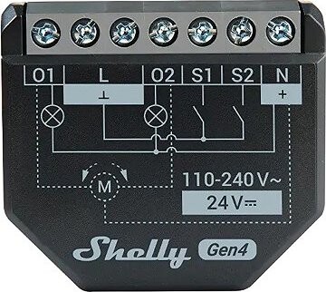 Shelly Gen4 2PM, 2-kanálový modul na riadenie žalúzií, WiFi, Zigbee