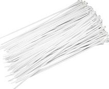 Sada 100 ks: Sťahovacie pásky na ozdoby 2,5 × 200 mm biele