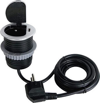 Solight 1z + USB-C 20 W PD vestavná, 2 m, stříbrná