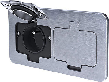 Solight vestavná podlahová dvojzásuvka, IP55, obdélníkové víčko, nerez ocel