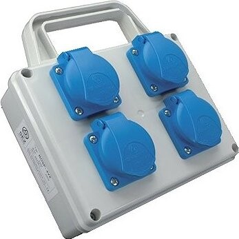 SEZ-CZ Minizásuvková rozvodnice Praktik, IP 54, 4 × 230 V s držákem