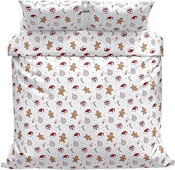 Kaptan Vánoční bavlněné povlečení Ozdoby červené 140 × 200, 70 × 90 cm