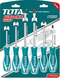 TOTAL-TOOLS Skrutkovače, súprava 6 ks, CrV, industrial